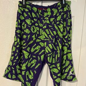 Jordan Shorts Mens Small Green Purple Dri Fit Jumpman Basketball Athletic Gym